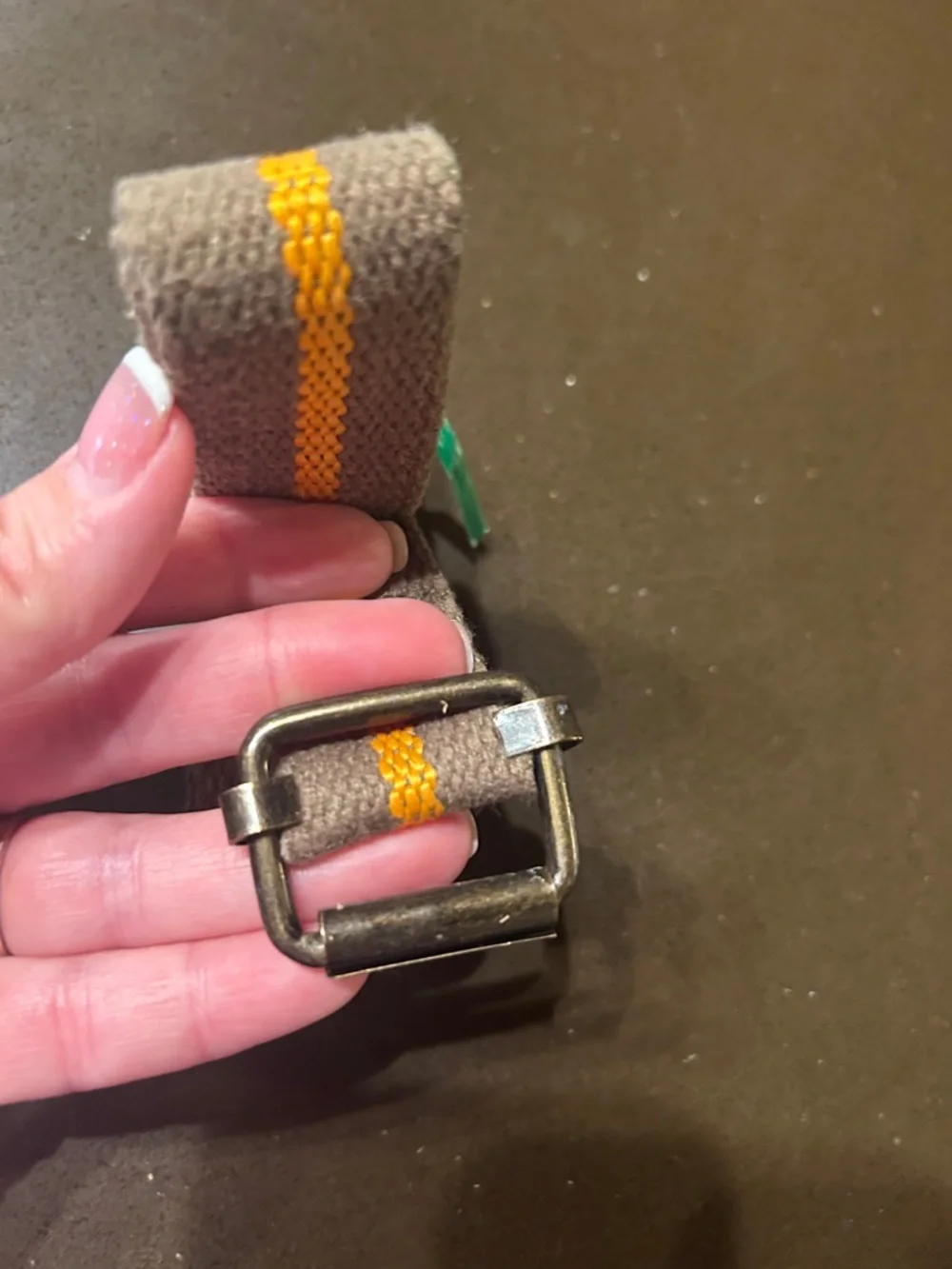 Brown belt with Yellow Center Stripe